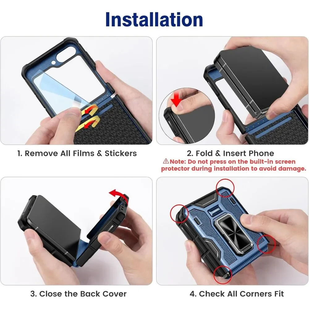 Galaxy Z Flip 6 Case with Belt Clip Holster  Rotatable Ring Kickstand